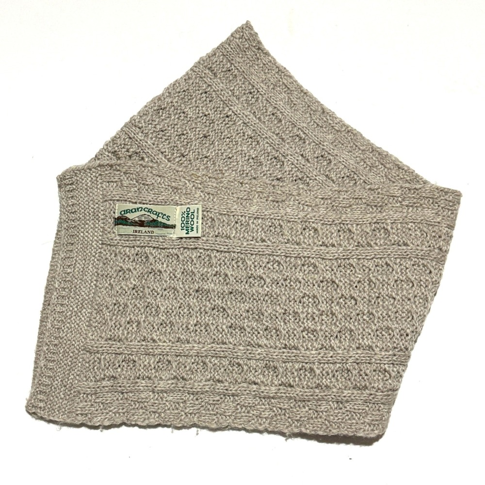Aran Crafts Scarf Unisex OS Beige 100% Merino Wool Made in Ireland
